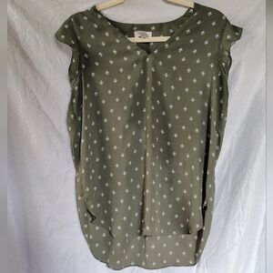 LOFT Olive Patterned Blouse